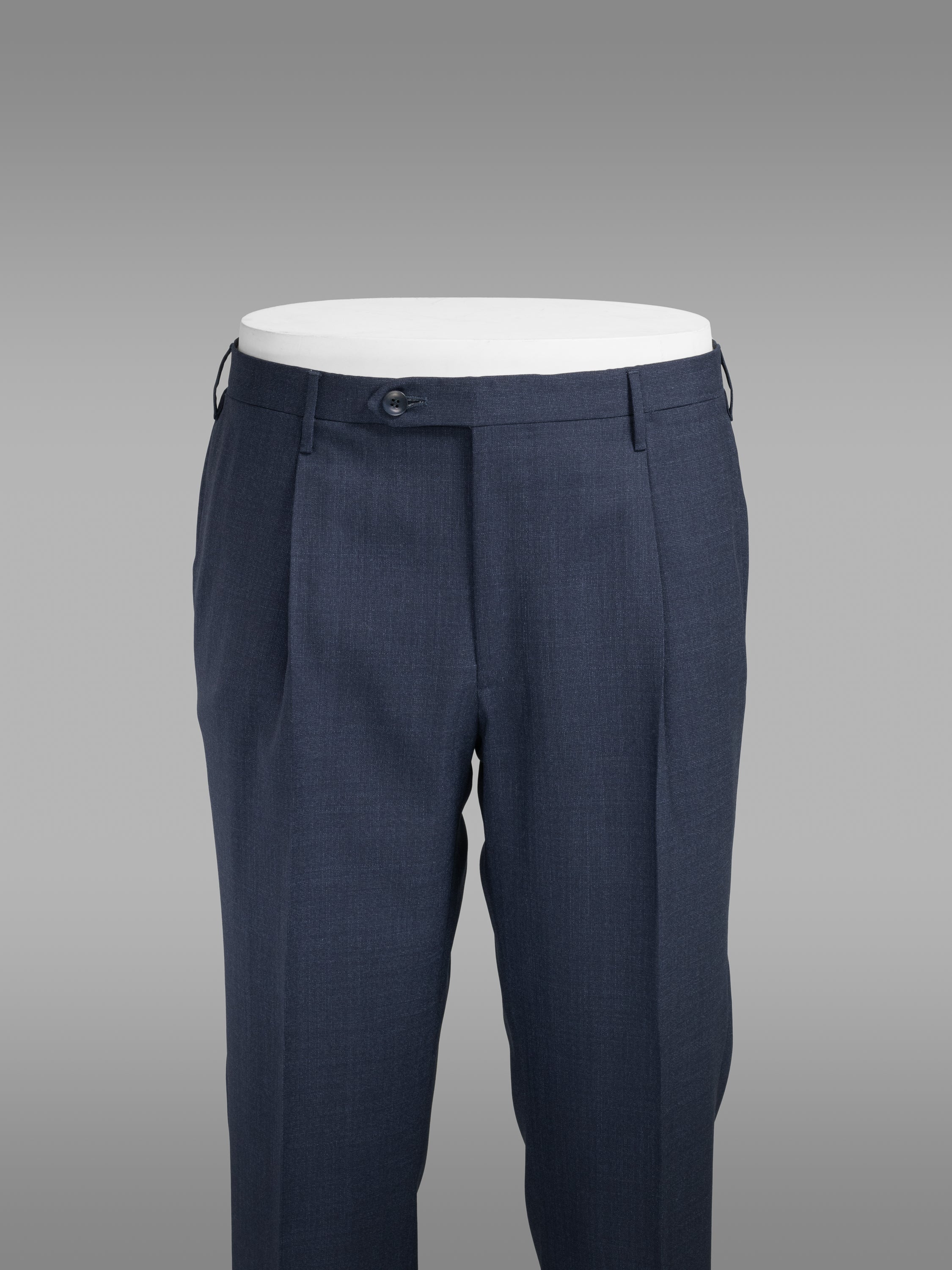 Dark blue pair of regular fit two ply wool trousers